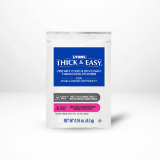 Thick & Easy Instant Food and Beverage Thickener Level 1 & 2 / Nectar 4.5 oz packet on a white table